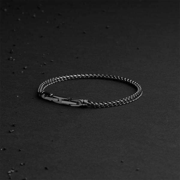 3 mm Fuchsschwanzarmband aus Edelstahl mit schwarzem Finish - Cito Black